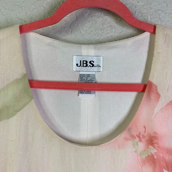 J.B.S. LTD Dress 6 Vintage 90's Y2K Scoop Neck Cap Sleeve Textured Floral Maxi - Picture 3 of 13